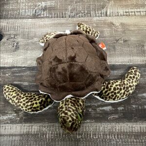 Brown and White Plush Turtle Toy